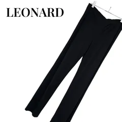 LEONARD PARIS レオナール パリ インポートライン テーパードパンツ レディース 38 M 黒 ブラック ストレッチ ジャージー素材 ウエストゴム イタリア製 ビスコース 美シルエット 良好 美品 スラックス フォーマル ミセス 331KJのサムネイル