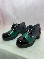 ♡新品未使用♡ 　Lサイズ【24.0cm-24.5cm】 　ヨースケ YOSUKE  　レディース 　厚底 レースアップパンプス 　 6.5cm 太ヒール 靴　 MY1432-281