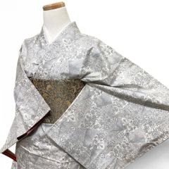 未着用 色大島紬 小紋 身丈158 裄63 大島紬 青海波 牡丹 着物 053b 