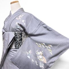 付け下げ　単衣　身丈163　裄69　友禅　松竹梅　桔梗　菊花　着物　051b p 付け下げ 単衣 身丈163 裄69 友禅 松竹梅 桔梗 菊花 着物 051b p