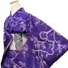 小紋　アンティーク　梅花模様　梅　木々模様　蕾　着物　015b p 小紋 アンティーク 梅花模様 梅 木々模様 蕾 着物 015b p 【公式通販】
