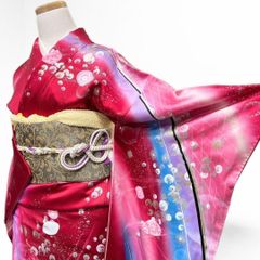振袖 ラインストーン ジュエリー ダイヤ ぼかし 流線 着物 015b p 