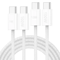 【新品】 iphone 15 充電ケーブル 1.8m＋1m タイプc 100w/5A 急速充電 ケーブル PD/QC3.0対応 type-c to c 充電コード高速充電 たいぷしー 2本セット高速データ転送 高耐久 断線防止Android/MacBook 0