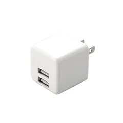 【新品】 エレコム USB充電器 USB コンセント 合計12W (5V/2.4A) 2ポート USB-A コンパクト 折りたたみ式プラグ [iPhone15、Androidなど各種対応] ホワイト EC-AC3912WH 1