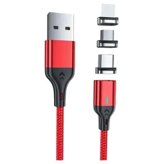 【新品】 マグネット-充電ケーブル 急速充電 高速データ転送 LEDライト内蔵 USBケーブル 3in1 充電器 マグネット 急速充電 防塵 USBC Micro USB Phone 3種類のコネクター 全機種対応 (1M) 1