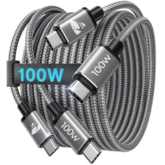 【新品】 USB C ケーブル【2M/2本 PD対応 100W/5A 超急速充電】USB タイプc 断線防止 高速データ転送 ナイロン編み USBC to USBC 充電ケーブル iPhone 17 16 15 Pro Max Samsung Galaxy 0