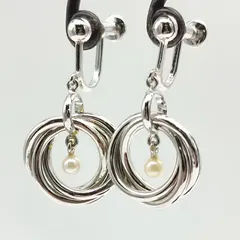 【超美品】パールデザインスイングイヤリング　6.5g
