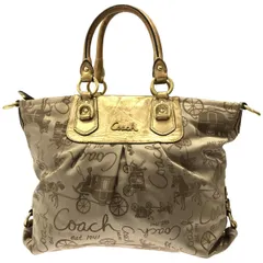 コーチ　シグネチャー　ベージュ　ハンドバッグ　Y2K　Y-124