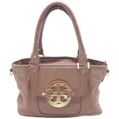 トリーバーチ　デカロゴ　ゴールド　レザー　ブラウン　ハンドバッグ　1036