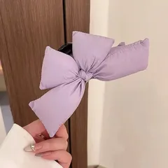 リボン ヘアクリップ 大きめ  ヘアアクセサリー まとめ髪 バンスクリップ レディース 5色