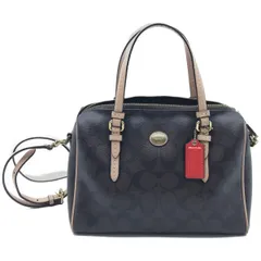 美品　コーチ　PVC　シグネチャー　ブラウン　ミニボストンバッグ　O-1695