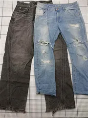 ◇ Θ ザラ ZARA Z1975 デニムパンツ ダメージ加工 ブラック系＆ブルー系 レディース EUR38 E  【1602190011959】