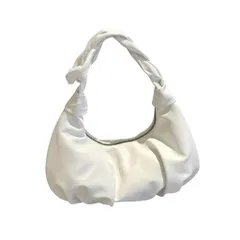 [Liebendo] ショルダーバッグ レディース レザー ホーボーバッグ ギャザーバッグ y2k フリルバッグ おしゃれ 韓国 三日月型ショルダーバッグ ハンドバッグ 軽量 可愛い かわいい 人気 カバン 鞄 レザーバッグ (ホワイト) [ホワイト]