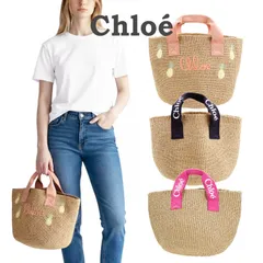 クロエ Chloe バッグ かごバッグ ミフコ コラボ ストローバッグ ロゴ キッズ 大人もOK レディース ハンドバッグ ダブルハンドル バスケットバッグ 選べる3色