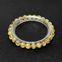 天然美品★【25A太陽花タイチンルチル】★黄金針水晶ブレスレット 天然石 金運 6.7-7.2mm ZB10293