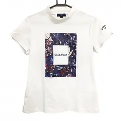 キャロウェイ 半袖ハイネックシャツ 白×パープル系 フロントロゴ レディース LL ゴルフウェア Callaway