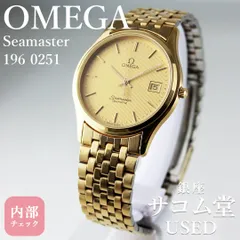 SA265	OMEGA シーマスター 196.0251 ゴールド文字盤 デイト クォーツ メンズ腕時計 ゴールドカラー ケース メッシュブレス クラシック ヴィンテージ Seamaster 銀座サコム堂 【中古/期間限定販売】