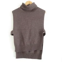 美品 mizuiroind ミズイロインド 50sブロードウール サイドスリット タートルネック ベスト プルオーバー ニット 3-229311 ブラウン レディース 古着 中古 USED