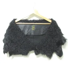 美品 Owen Barry オーウェンバリー ムートン 毛皮 ストール ショール ボレロ ブラック レディース 古着 中古 USED