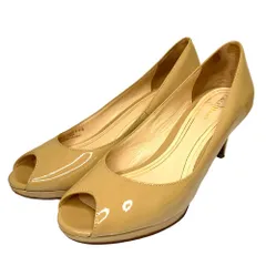 良品 COLE HAAN コールハーン オープントゥ エナメル パンプス サイズ6.5B 約23.5cm ベージュ レディース 古着 中古 USED