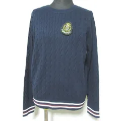 美品 25SS Apuweiser-riche アプワイザーリッシェ ケーブル編みニットセーター 25156580 2 ネイビー レディース 古着 中古 USED