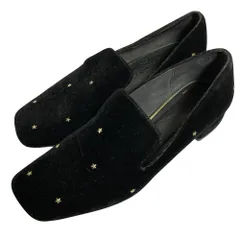 美品 LE TALON ルタロン スクエアスタースタッズオペラ ベルベット パンプス 22.5cm ブラック レディース 古着 中古 USED