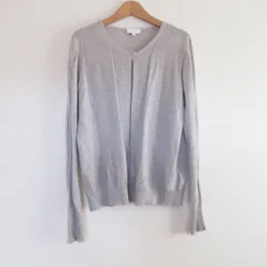 美品 ESCADA SPORT エスカーダスポーツ クルーネック ニットカーディガン M グレー レディース 古着 中古 USED