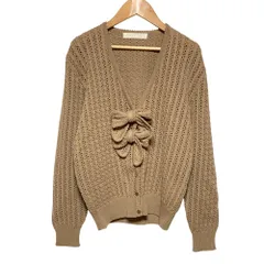 良品 PINK HOUSE ピンクハウス リボン付き ニット カーディガン ブラウン レディース 古着 中古 USED