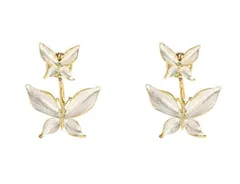 AREUM パールピアス レディース 人気 高見え 上品 プチプラ 両耳 ２つ入り 綺麗 プレゼント 女性 結婚式 お呼ばれ パーティー ドレス (バタフライピアス①) [バタフライピアス①]