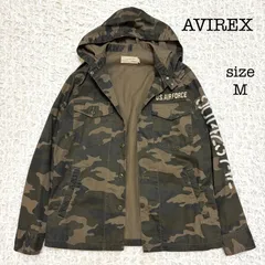 AVIREX アヴィレックス カモフラージュ柄 フード付きミリタリージャケット 迷彩 刺繍 バックプリント M