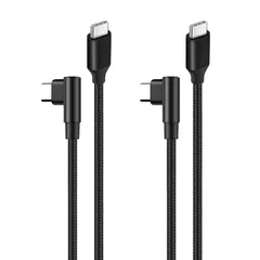 【特価セール】USB-C ＆ USB-C ケーブル L 字 (1m ブラック) 【2本組】SLEIJAOOE【 60W 急速充電 /USB2.0規格/ PD対応】高耐久ナイロン Type C (C to C) ケーブル 100cm スマートフォン・タブレット・