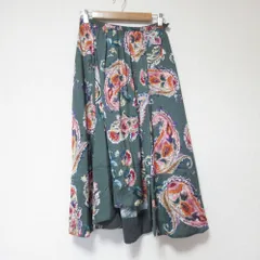 美品 22AW IENA イエナ ペイズリープリント ロングスカート 36 カーキ レディース 古着 中古 USED