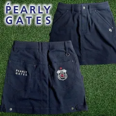 PEARLY GATES パーリーゲイツ ゴルフ Peドビー エンブレム刺繍 クリーンポケット ストレッチ ミニ スカート ゴルフウェア レディース 055-2234692 定価2.3万 ダークネイビー▲025▼50728w04