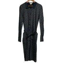 美品 agnes b. アニエスベー ジャガード 長袖 シャツワンピース サイズ2 ネイビー レディース 古着 中古 USEDのサムネイル