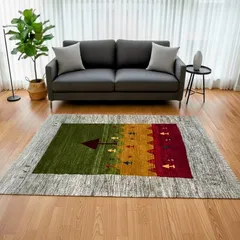 ペルシャ ギャッベ 本物 手織り ロルバフト 150×195cm 手織り 生命の樹 ヤギのサムネイル