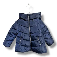 JACADI ジャカディ 中綿コート 子供服 キッズ服 防寒 アウター 上着 羽織り 中綿ジャケット ドット柄 ハート柄 フード付き 長袖 ネイビー 冬 サイズ4A 久喜倉庫店 8 No.K1640