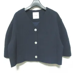 美品 CLANE クラネ Vネック コクーンショートジャケット 12122-4202 2 ネイビー レディース 古着 中古 USEDのサムネイル