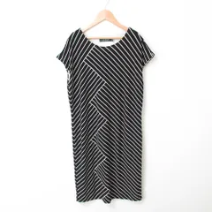 美品 LAUREN RALPH LAUREN ローレンラルフローレン ジオメトリック柄 ストレッチ フレンチスリーブ ひざ丈 ワンピース S ブラック系 レディース 古着 中古 USED