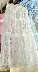 新品 レイヤード/レース シースルー ロング丈スカート