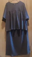 (新品)かわいい スカート ロング丈 セットアップ (ダークグレー/77 88)