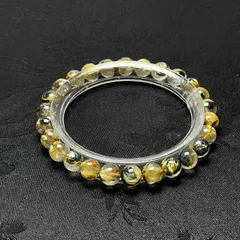 天然美品★【25A太陽花タイチンルチル】★黄金針水晶ブレスレット 天然石 金運 6.9-7.2mm ZB10295