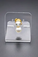 K18 アヒル アコヤ本真珠 タイニーピン ラペルピン パール7.7mm×2 あこや真珠 メンズ レディース ブローチ ピンバッジ 真珠ジュエリー