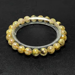 天然美品★【25A太陽花タイチンルチル】★黄金針水晶ブレスレット 天然石 金運 7.7-8.2mm ZB10296