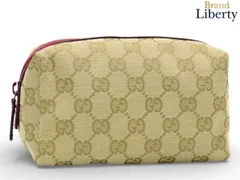 【新古品】グッチ GUCCI GGキャンバス ポーチ コスメポーチ 化粧ポーチ 小物入れ マルチケース ベージュ レッド キャンバス レザー 29595