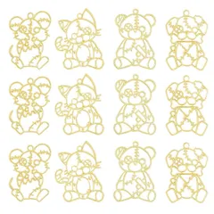 【人気商品】レジン枠 空枠 フレーム MUNCVY パーツ ゴールド 4種12個 セット uvクラフト 大量 カン付き ボロボロの動物 ワンちゃん くま ネコ ネズミ セッティング アクセサリーパーツ から枠