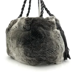 レリアン Leilian ファーバッグ ハンドバッグ トート グレー タッセル 美品