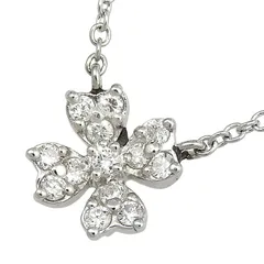 VENDOME AOYAMA ヴァンドーム青山 フラワー モチーフ ダイヤ ネックレス Pt900 Pt850 プラチナ ダイヤモンド 0.13ct 37cm アジャスター付 首飾り 2.7g アクセサリー レディース 送料無料 241100099373 ★