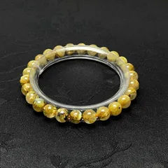 天然美品★【40A太陽花タイチンルチル】★黄金針水晶ブレスレット 天然石 金運 6.7-7.2mm ZB10298