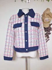 マリテフランソワジルボー ツイード デニムジャケット 55 66 ピンク