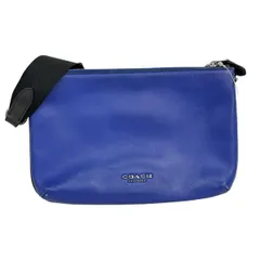 COACH(コーチ) ショルダーバッグ シグネチャー柄 C6957 ブルー×ダークグレー×黒 レザー